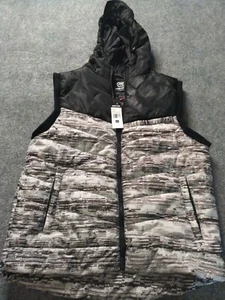 Mens Ecko Unlimited Gray & Black Puffer Zip up Hoodie Vest size Medium (New ) - Picture 1 of 10