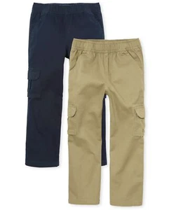 Boys Pull on Cargo PantsFlax/New Navy 2 Pack6 - Picture 1 of 4