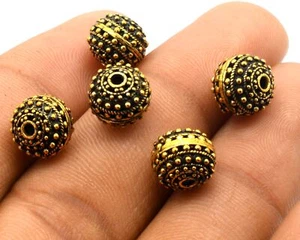 12 Pcs 10X8mm Bali Filigree Bead Antique Gold Plated A1350 - Picture 1 of 2