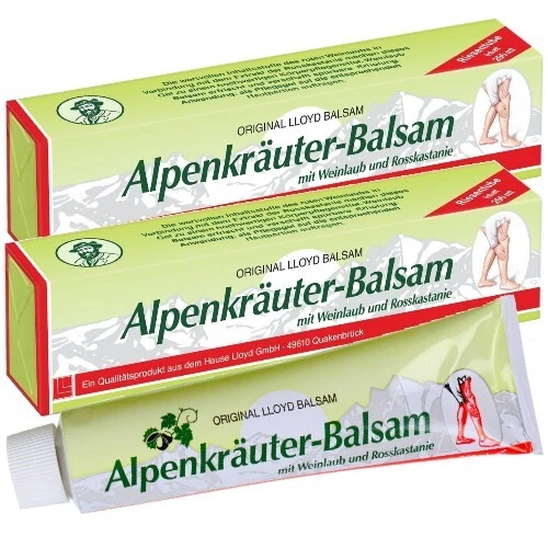 Alpenkräuter Balsam Creme mit Rote Weinlaub Rosskastanie Emulsion Lloyd 200ml 2x