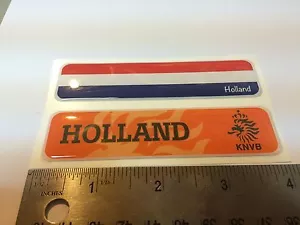 Holland KNVB Flag Domed Decal Emblem Car Flexible Sticker 4"x1" Set of 2 - Imagen 1 de 4