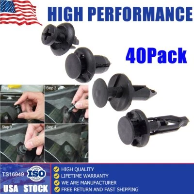 40Pack Auto Push Pins and Fastener Sets Fender Liner Fastener Rivet Push Clips - Image 1 of 4