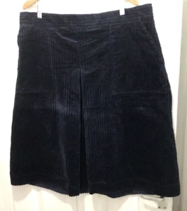 M&S COLLECTION Cotton Thick Corduroy A-Line Long Pleat Skirt UK 20 EU 48 Navy - Picture 1 of 13