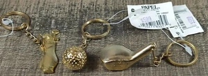 3 Golf Gold Tone Keychains Goofball, Golf Club, Golf bag Papel Keychain - Picture 1 of 6