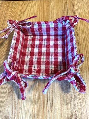 Cloth Bread Basket Side Tie Square Storage, use for Christmas/Thanksgiving Bin E Cover