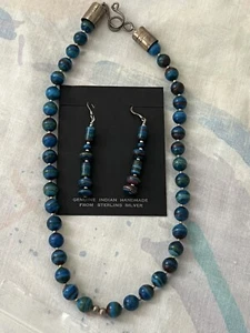 rainbow calsilica Beaded Sterling Silver Earring 8mm set Navajo S2802 - Picture 1 of 2