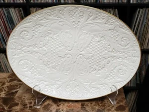 Vtg Lenox Oval Serving Plate 17" Tray Butterfly Meadow Gold Rim Detail Embossing - Picture 1 of 12