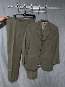 Chaps Suit Men 40L Beige 3B Herringbone Wool Career 34X32 Pant Ralph Lauren Luxe - Picture 1 of 22