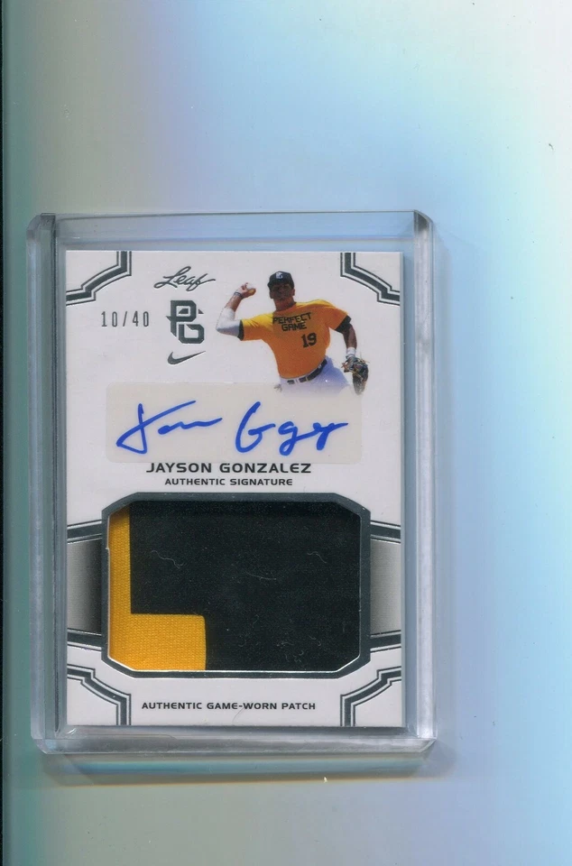 2016 Leaf Perfect Game Patch Autographs Jayson Gonzalez Auto Patch 10/40 - Image 1 of 1