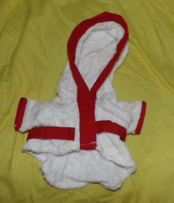 🌈 SIGNATURE RED AND WHITE BATH ROBE DOG PET COSTUME OUTFIT - Image 1 of 3