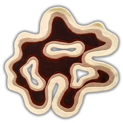 Irregular Rug Brown Hand Tufted Wool Area Rugs Amoeba Shape Designer Carpet Home - Image 1 of 4