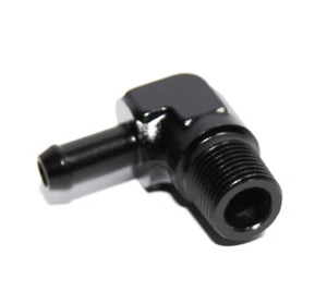 3/8" NPT Male to 3/8" Hose Barb 90° Deg Fuel Oil Gas Line Fitting Adapter Black - Picture 1 of 9