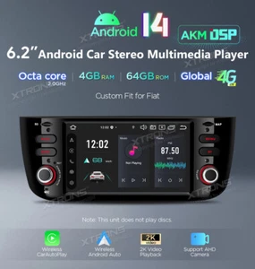 AUTORADIO GPS FIAT GRANDE PUNTO 4GB RAM Android 14 WiFi 4G XTRONS PX64GPFL CAM - Imagen 1 de 17
