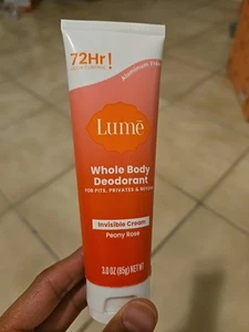 Lume Peony Rose Whole Body Deodorant Invisible Cream 72 Hr Odor Control 3oz - Picture 1 of 2