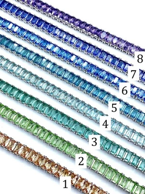 Ombre Tennis Lab Grown Sapphire Bracelet Jewelry Her 925 Silver 18k Gold Plated - Image 1 of 4