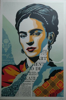 Shepard FAIREY (OBEDECER): Frida KAHLO - Litografía Original Firmada Foto 1 de 4