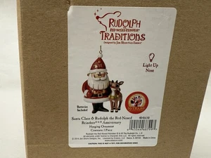Rudolph Traditions Jim Shore Santa & Red Nosed Reindeer Hanging Ornament 4041650 - Picture 1 of 4