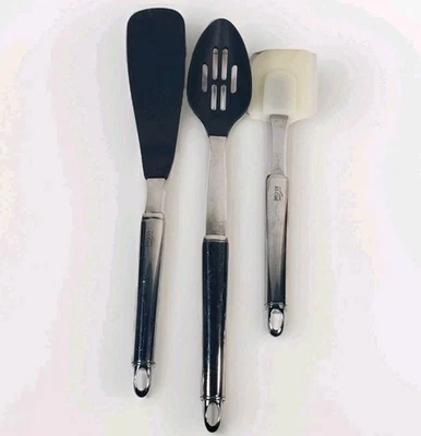 Utensilios de cocina todo revestido cuchara ranurada, raspador de goma y espátula Foto 1 de 4