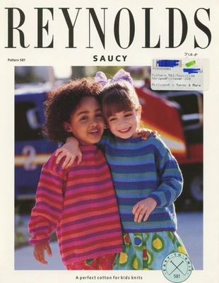 Pullover Reynolds Saucy patrón de tejido 581 Saucy fácil para niños a rayas niño Foto 1 de 2