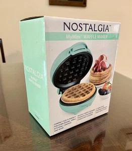 New Nostalgia MWF5TL MyMini Waffle Maker - Teal - Dorm Apartment RV Camping - Picture 1 of 3