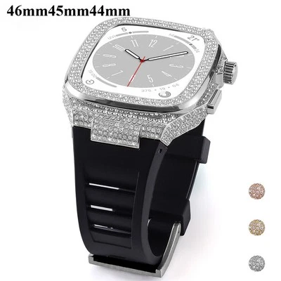 Band+Case Cover For Apple Watch 10 9 8 7 6 44/45/46mm Bling Diamond ModKit Strap - Image 1 of 4