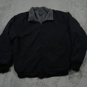 Vintage J Crew Jacket Mens Large Black Bomber Oarsman Fleece Lined Full ZIp - Picture 1 of 10