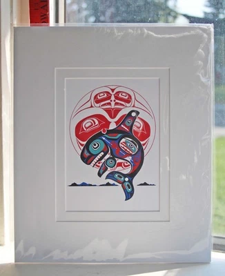 Impresión artística firmada por Yukie Adams Tlingit Alaska de serigrafía original Natsilane Foto 1 de 4