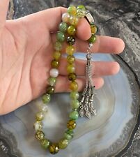 REAL BIG Agate Aqeeq Islamic Prayer 33 beads Tasbih Misbaha Rosary Tasbeeh 10mm