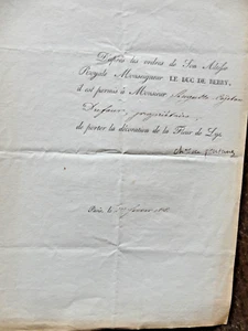 1815 autorisation de porter la décoration du lys par le chevalier De Fontanes - Picture 1 of 2