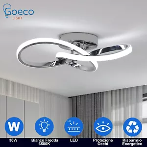 38W Plafoniera a LED Soffitto Bianco Freddo Moderna Lampadario Argento Soggiorno - Foto 1 di 9