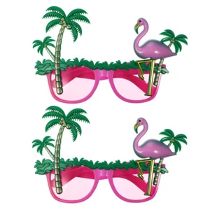 2 Stück Flamingo Gläser Hawaii Sommer Party Beach Party Sonnenbrille Deko - Bild 1 von 11