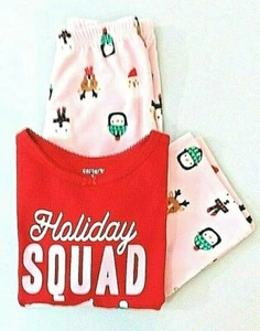 Carter's PJ's 2-pc.Holiday Squad Pajama Set Girls 2T NWT Red & Pink AA28 - Picture 1 of 12