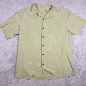 Tommy Bahama Silk Camp Shirt Light Green Kurzarm Button Down Leaf Print L - Bild 1 von 8