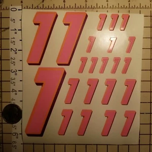 Pink w/plum & orange #1's Racing Numbers Vinyl Decal Sheet 1/10-1/12 slash - Picture 1 of 11