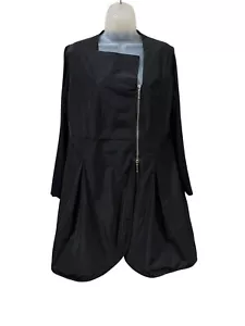 Sun Kim Black Asymmetrical Zip Front Long Sleeve Jacket Dress S - Picture 1 of 7