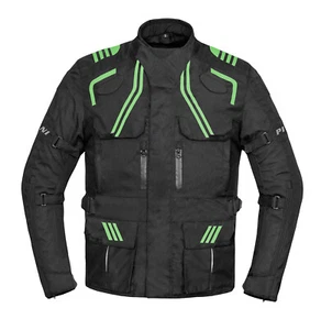 Chaqueta moto touring biker chaqueta hombre negro verde | Pielini impermeable - Imagen 1 de 7
