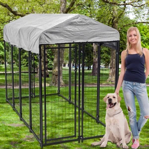 Cajón para perros de alta resistencia perrera al aire libre bolígrafo grande jaula para mascotas con techo cubierta impermeable - Imagen 1 de 10