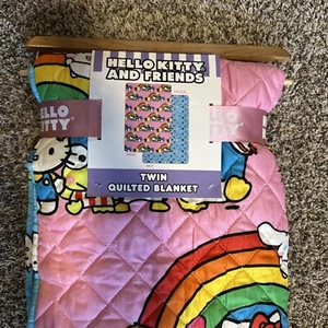 Hello Kitty & Friends Quilted Double Sided Blanket By Sanrio Pink Twin 60" X 90" - Picture 1 of 5