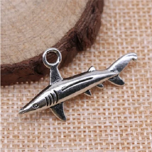 SEA SHARK FISH NAUTICAL pendant charm German Silver 20" Necklace Chain Women Men - Picture 1 of 5