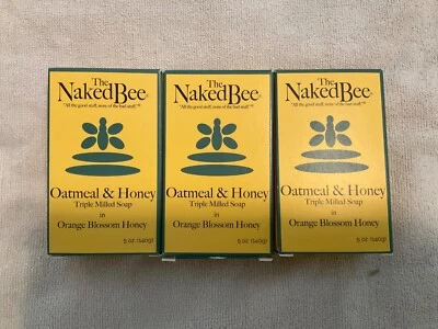 3 件“THE NAKED BEE”肥皂棒燕麦片和蜂蜜橙花蜂蜜 5 盎司每件 — 第 1/4 张图片