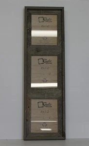 8x10-2.5" Wide Reclaimed Rustic Barn Wood Vertical Collage Frame. Holds 3 Photos - Picture 1 of 2
