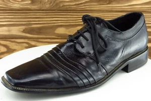 Stacy Adams Shoes Sz 11 M Square Toe Black Derby Oxfords Leather Men 24748001 - Picture 1 of 9