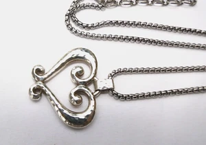 Altered Brighton Geneva Heart Hammered Silver Pendent Necklace - Picture 1 of 4