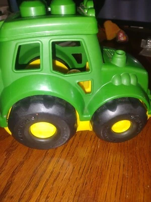 Mega Big Blocks John Deere Tractor Truck Farm Bloks Flip Back Top EUC No Figures - Image 1 of 4