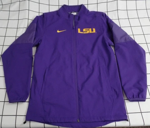 Mens NIKE dri -FIT LSU TIGERS full Zip Pullover Windbreaker Jacket SMALL VENTED Cover