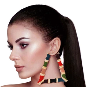 Multi Color Trapezoid Bamboo Hoops - Picture 1 of 4
