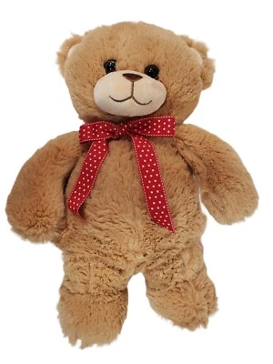 First And Main Plush Stuffed Animal Brown Teddy Bear 14" Red Bow - Image 1 of 4