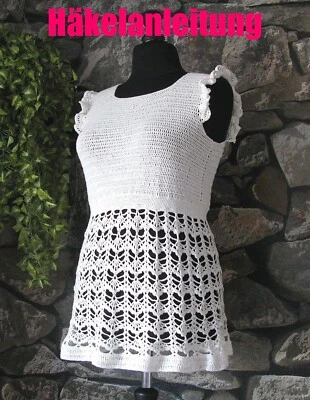 HANDWERKKUNST Häkelanleitung Figur-Schmeichler Tunika Romantika A-Linie in 6 Doppelgrößen