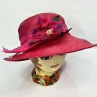 Vintage Betmar Pink Straw Hat Flower Floppy Brim Sunhat Large One Size