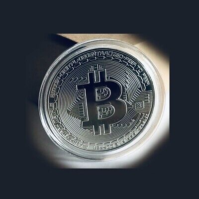 Physical Collectible Bitcoin Coin BTC Silver Plated 40mm - UK STOCK • 3.62£